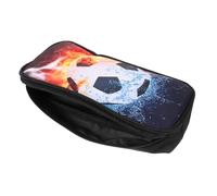 POPETPOP Estuche de Lápices Portátil Fútbol Estampado de Fuego para Niños, Color Rojo, Gran Capacidad, Cremallera Resistente, Escolar y Uso Diario, Adecuado para Obsequio Escolar