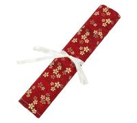 POPETPOP Estuche Enrollable para Lápices de Dibujo Estilo Chino Bolsa Organizadora Portátil Compartimentos Protección para Pinceles y Bolígrafos Diseño Tradicional Rojo con Flores para