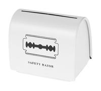 POPETPOP Estuche para Herramientas De Afeitado Metálico Blanco para Guardar Cuchillas De Afeitar, Caja para Desechar Virutas De Afeitado, Compacto y Resistente, Uso Portátil y Almacenamiento Ordenado