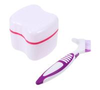 POPETPOP Estuche para Prótesis Dental Portátil con Cepillo Limpiador Caja Sellada para Guardar Dentaduras Kit de Cuidado Compacto y Resistente para Viaje