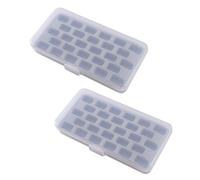 POPETPOP Estuche Portabobinas de 2 Piezas Gris con 28 Compartimentos, Caja de Almacenamiento de Plástico con Espuma para Fijar Bobinas, Organizador Compacto para Costura y Accesorios,