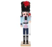 POPETPOP Figura de Cascanueces de Madera Artesanal Sombrero Alto Azul Decoración Tradicional para Fiesta y Festival Adorno Navideño para Escritorio y Estantes Muñeco Soldado de 30 CM