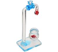 POPETPOP Figura de Pecera con Grifo Flotante de Vidrio Adorno de Escritorio Compacto para Acuario Decoración Moderna para Peceras de Peces de Colores Centro de Mesa Decorativo para