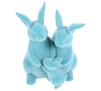 POPETPOP Figuras Decorativas de Conejos de Pascua Flocadas en Azul, Set de 3 Piezas Tamaño Mediano para Decoración de Mesa y Jardín en Eventos Familiares