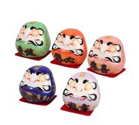 POPETPOP Figuritas Japonesas De Cerámica Tradicional 4.8 Cm Sin Ojos, Amuleto De Buena Suerte, Decoración Mini para Hogar y Coche, Escultura Feng Shui, Set De