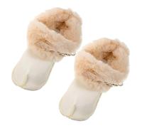 POPETPOP Forros de Felpa Gruesa para Zuecos Mujer, Inserto Extraíble para Invierno, Suelas de Pantuflas Cálidas con Clip de Perlas de Color Claro Talla 38-39, Protección contra Viento