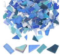POPETPOP Fragmentos de Mosaico Irregulares de Vidrio Azul 250 G para Manualidades Diy, Azulejos Artesanales para Decoración del Hogar y Proyectos Creativos Color Aleatorio