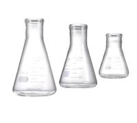 POPETPOP Frascos Cónicos de Vidrio Engrosado 3 Piezas (50 Ml, 150 Ml, 250 Ml) para Química Escolar, Frascos de Laboratorio Resistentes, Medición Precisa y Uso en Pruebas Científicas