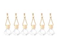 POPETPOP Frascos de Perfume Vacíos para Coche 8Ml 6 Piezas Botellas de Cristal Transparentes Tapa de Madera Colgante Decorativo para Aromaterapia y Ambientador Interior de Vehículo