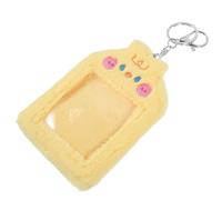 POPETPOP Funda para Tarjetas de Peluche de 3 Pulgadas Llavero, Protector Transparente para Tarjetas de Identificación y Postales, Porta Credencial Amarillo Pato, Accesorio Práctico