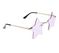 POPETPOP Gafas de Sol Material PC Resistente en Color Morado Claro Forma de Estrella de Cinco Puntas y Diseño Creativo de Fiesta para Vida Diaria y Eventos