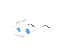 POPETPOP Gafas de Sol Redondas Vintage Punk con Metálica Dorada y Lentes Azules Retro Unisex para Fiestas Viajes y Diario