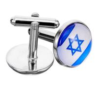 POPETPOP Gemelos para de Zinc 1 Sofisticado a Ocasiones Par Formales Diseño Bandera de Israel en Aleación Botones de Puño Elegantes Camisa Masculinos