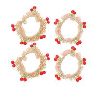 POPETPOP Gomas Cabello con Cristales Artificiales de Cereza, Elásticas Suaves, 4 Piezas (2 Rosa Claro 2 Champán Claro), Accesorios Brillantes para Peinados Diarios y Color Aleatorio