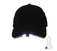 POPETPOP Gorra de Béisbol LED de Algodón, Sombrero de Algodón Visera, Negro, 1 Pieza, 750 Mah, 5 Beads, Ajustable, para Correr de Noche y Actividades al Aire Libre