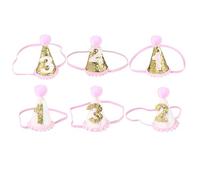 POPETPOP Gorro de Cumpleaños con Purpurina para Ñiño Niña, Accesorio para Fotos con Bola de Peluche, Sombrero Fiesta Dorado para Primer Cumpleaños, Tamaño Único, Adecuado para Decoración