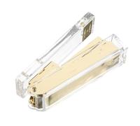 POPETPOP Grapadora Acrílica Transparente Multifunción Portátil Compacto para Oficina Escuela y Accesorio Esencial de Suministros de Escritorio Elegante Color Dorado