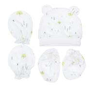 POPETPOP Guantes Antiarañazos para Recién Nacido 0-6 Meses, Gorro de Algodón y Funda para Pies de Ñiño en Color Verde, Kit de Protección Cálido para Invierno, Accesorios para Ñiño Niñas
