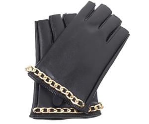POPETPOP Guantes de Cuero PU sin Dedos para Mujer, Medio Guantes Negros Ligeros y Transpirables, Ideales para Fiestas de Disfraces y Cosplay en Todas Las Estaciones