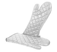 POPETPOP Guantes de Horno Domésticos 2 Piezas de Algodón y Lino, Resistentes al Calor y Aislantes Térmicos, Tamaño Grande Lona Plateada, Antideslizantes para Cocina, Horno y Microondas