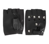 POPETPOP Guantes de Medio Dedo de Cuero Sintético Negro para Hombre, Transpirables y Antideslizantes, Ideales para Ciclismo y Montañismo al Aire Libre