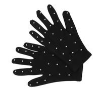 POPETPOP Guantes de Patinaje Artístico sobre Hielo Térmicos para Mujer, Talla L, Color Negro Opaco Decoración de Gemas de Imitación, Antideslizantes para Pista Fría