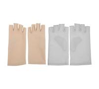 POPETPOP Guantes de Protección Solar UV para Mujer, sin Dedos, Transpirables y Antideslizantes, 2 Pares (Beige y Gris), Ligeros y Cómodos para Ciclismo, Conducción y Actividades al Aire
