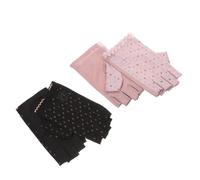 POPETPOP Guantes de Protección UV para Mujer sin Dedos, Antideslizantes, Delgados y Transpirables, 2 Pares (Morado y Negro) para Manicura, Conducción y Ciclismo