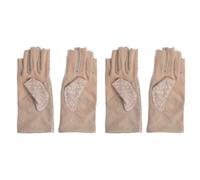 POPETPOP Guantes Finos de Medio Dedo para Conducir, Resistentes al Sol Desgaste, Color Caqui Estampado Floral, Talla Única, Ideales para Conducción y Deportes al Aire Libre, 2 Pares