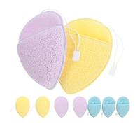 POPETPOP Guantes Limpiadores Faciales 9 Piezas Forma de Gota de Agua Esponjas Exfoliantes Suaves para Rostro Colores Morado Azul y Amarillo Herramienta Compacta para Limpieza Profunda