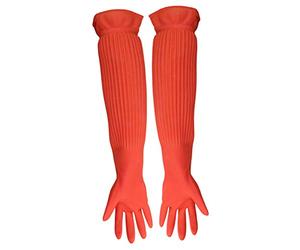 POPETPOP Guantes para acuarios Herramientas de Limpieza Tanques Peces Impermeables tamaño Largos Goma Mantenga Sus Manos y Brazos Secos previene la contaminación Alergias