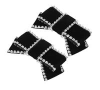 POPETPOP Hebillas de Zapato Lazo de Terciopelo y Pedrería, Clips Desmontables para Zapatos Mujer, Accesorios Decorativos Multiusos para Bodas y Fiestas, Elegancia Vintage