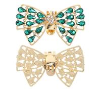 POPETPOP Hebillas Decorativas para Zapatos Lazo de Cristal Verde, Accesorios Elegantes y Desmontables para Mujer en Bodas y Fiestas, 1 Par