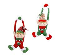 POPETPOP Hebillas para Cortinas Navideñas 2 Piezas Colgantes de Duende Rojo y Verde Decoración para Puertas y Ventanas Accesorio Festivo Seguro y Resistente para Ambiente Navideño