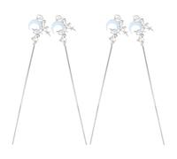 POPETPOP Horquillas Cabello Forma de Luna Juego de 4 Piezas Azul Líquido Horquillas Metálicas Vintage para Recogidos Accesorios Chinos para Novia y Fiestas