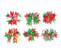 POPETPOP Horquillas Navideñas Lazo 6 Piezas Clips de Lazo Coloridos para Mujer y Accesorios Decorativos para Cabello en Fiestas y Navidad