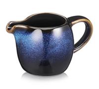 POPETPOP Jarra de Cerámica para Leche con Asa y Boquilla Puntiaguda, Dispensador de Jarabe Multifuncional, Diseño Europeo, Adecuado para Cafeterías y Té Tarde
