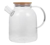POPETPOP Jarra de Vidrio de Borosilicato Gran Capacidad 1600ml Tapa y Mango de Madera Fácil de Limpiar Pico Antigoteo para Bebidas Caseras y Margaritas