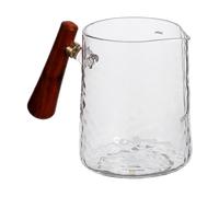 POPETPOP Jarra de Vidrio para Espumar Café con Fino Mango de Madera Taza de Leche para Hogar Resistente y Fácil de Limpiar