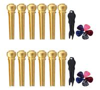 POPETPOP Juego 2 Sets 24 Piezas Clavijas de Cobre para Cuerdas Guitarra Acústica 6 Clavijas Puente 5 Púas 2 Extractores Kit Reparación y Reemplazo para Músicos