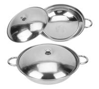 POPETPOP Juego de 2 Ollas de Acero Inoxidable Doble Asa, Multiusos y Larga Vida Útil, Ideales para Cocinar en Olla Seca o Hot Pot Picante