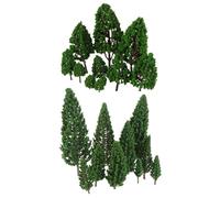POPETPOP Juego de 22 árboles de maqueta, 6 - 16 cm, abetos en miniatura para paisajismo y arquitectura, decoración artificial de bosque mixto para ferrocarril, plantas diorama
