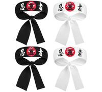POPETPOP - Juego de 4 diademas japonesas Ninja para Cosplay, accesorio para el pelo de hombre y mujer, sujetador de cabeza de Sushi Karate