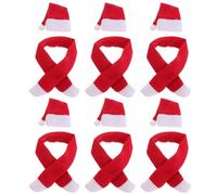 POPETPOP Juego de 6 Fundas para Botellas de Vino Gorros y Bufandas Rojas de Tela No Tejida, Decoración Navideña para Mesa de Nochebuena en Casa, Fiesta o Hotel