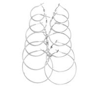 POPETPOP Juego de 6 Pares de Pendientes Grandes de Aleación Plata Respaldo Fácil de Quitar, Diseño Punk Sencillo para Mujeres que No Causan Alergia