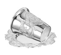 POPETPOP Juego de Copa de Kiddush en Aleación de Zinc Plata para Shabbat y Passover con Diseño Elegante y Delicado Símbolo de Tradición Judía