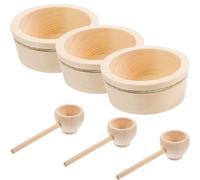 POPETPOP Juego de Cucharas y Cuencos Miniatura de Madera Set de 6 Piezas 3 Cuencos 3 Cucharas para Casa de Muñecas Decoración y Juguetes de Cocina Infantiles