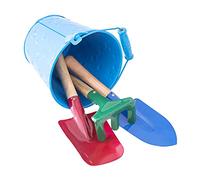 POPETPOP Juego de Herramientas de Jardinería, 4 Piezas Cubo de Hierro y Pala Práctica, Tamaño Pequeño y Ligero, Juguetes de Jardín para Playa y Exterior, Mini Rastrillo Color Aleatorio