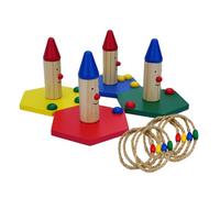 POPETPOP Juego de Lanzar Aros de Madera y Cuerda Coordinación Mano-Ojo y Fuerza en Brazos, Adecuado para Juegos en Interiores y Actividades Familiares