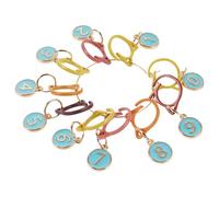 POPETPOP Juego de Marcadores para Tejer con Clip de Aleación Números 0-9 Esmaltados Azul Accesorios para Crochet y Costura Herramienta para Seguimiento de Patrones y Contador de